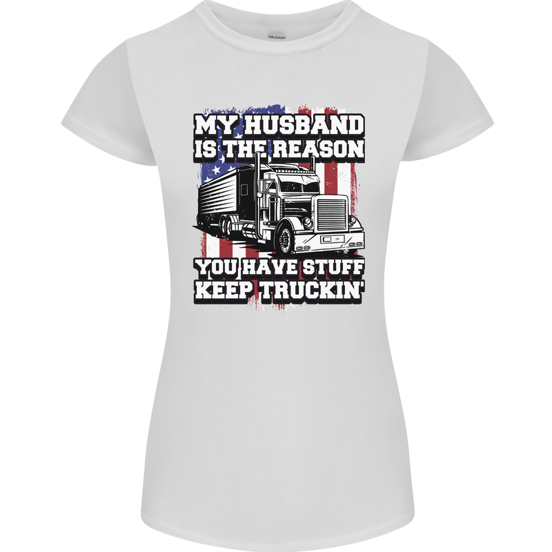 Truck Driver Funny USA Flag Lorry Driver Womens Petite Cut T-Shirt White