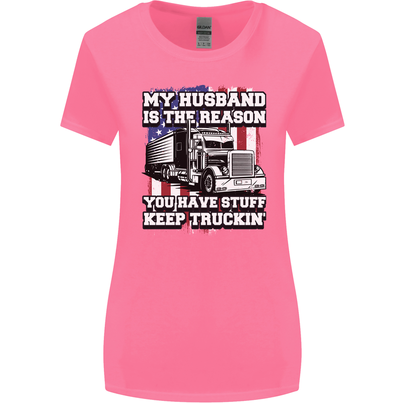 Truck Driver Funny USA Flag Lorry Driver Womens Wider Cut T-Shirt Azalea