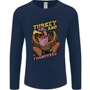 Turkey USA American Football Thanks Giving Mens Long Sleeve T-Shirt Navy Blue
