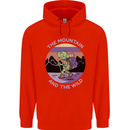 Turtle Hiking Trekking Tortoise Camping Mens 80% Cotton Hoodie Bright Red