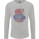 Two Wheels Attitude Motorcycle Biker Motorbike Mens Long Sleeve T-Shirt Sports Grey