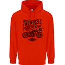 Two Wheels Forever Motorcycle Cafe Racer Childrens Kids Hoodie Bright Red