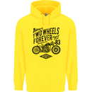 Two Wheels Forever Motorcycle Cafe Racer Childrens Kids Hoodie Yellow