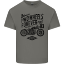 Two Wheels Forever Motorcycle Cafe Racer Mens Cotton T-Shirt Tee Top Charcoal