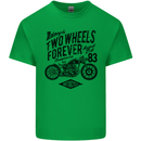 Two Wheels Forever Motorcycle Cafe Racer Mens Cotton T-Shirt Tee Top Irish Green