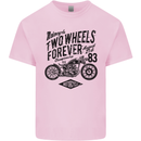 Two Wheels Forever Motorcycle Cafe Racer Mens Cotton T-Shirt Tee Top Light Pink