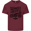 Two Wheels Forever Motorcycle Cafe Racer Mens Cotton T-Shirt Tee Top Maroon