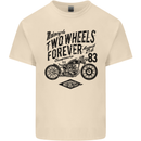 Two Wheels Forever Motorcycle Cafe Racer Mens Cotton T-Shirt Tee Top Natural