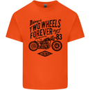 Two Wheels Forever Motorcycle Cafe Racer Mens Cotton T-Shirt Tee Top Orange