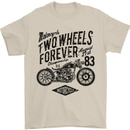 Two Wheels Forever Motorcycle Cafe Racer Mens T-Shirt 100% Cotton Sand