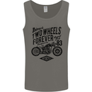 Two Wheels Forever Motorcycle Cafe Racer Mens Vest Tank Top Charcoal