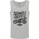 Two Wheels Forever Motorcycle Cafe Racer Mens Vest Tank Top Sports Grey