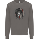 USA Bodybuilding Flag Gym Training Spartan Mens Sweatshirt Jumper Charcoal