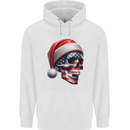 USA Christmas Skull Xmas American Flag Biker Childrens Kids Hoodie White