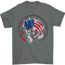 USA Fishing Flag American Fisherman Mens T-Shirt 100% Cotton Charcoal
