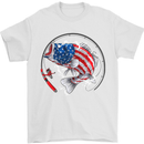USA Fishing Flag American Fisherman Mens T-Shirt 100% Cotton White