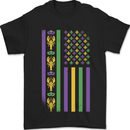 USA Mardi Gras American Flag America Mens T-Shirt 100% Cotton Black
