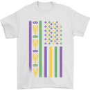 USA Mardi Gras American Flag America Mens T-Shirt 100% Cotton White