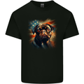 USA Pug With American Flag Dog Mens Cotton T-Shirt Tee Top Black