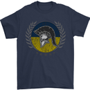 Ukraine Bodybuilding Flag Gym Training Spartan Mens T-Shirt 100% Cotton Navy Blue