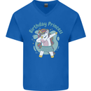 Unicorn Birthday Princess 4th 5th 6th 7th 8th Mens V-Neck Cotton T-Shirt Royal Blue