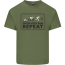 Unicorn Triathlon Running Swimming Cycling Mens Cotton T-Shirt Tee Top Military Green