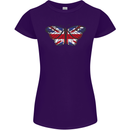 Union Jack Butterfly British Britain Flag Womens Petite Cut T-Shirt Purple