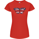 Union Jack Butterfly British Britain Flag Womens Petite Cut T-Shirt Red