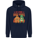 Video Games T-Rex Funny Bigfoot Dinosaur Mens 80% Cotton Hoodie Navy Blue