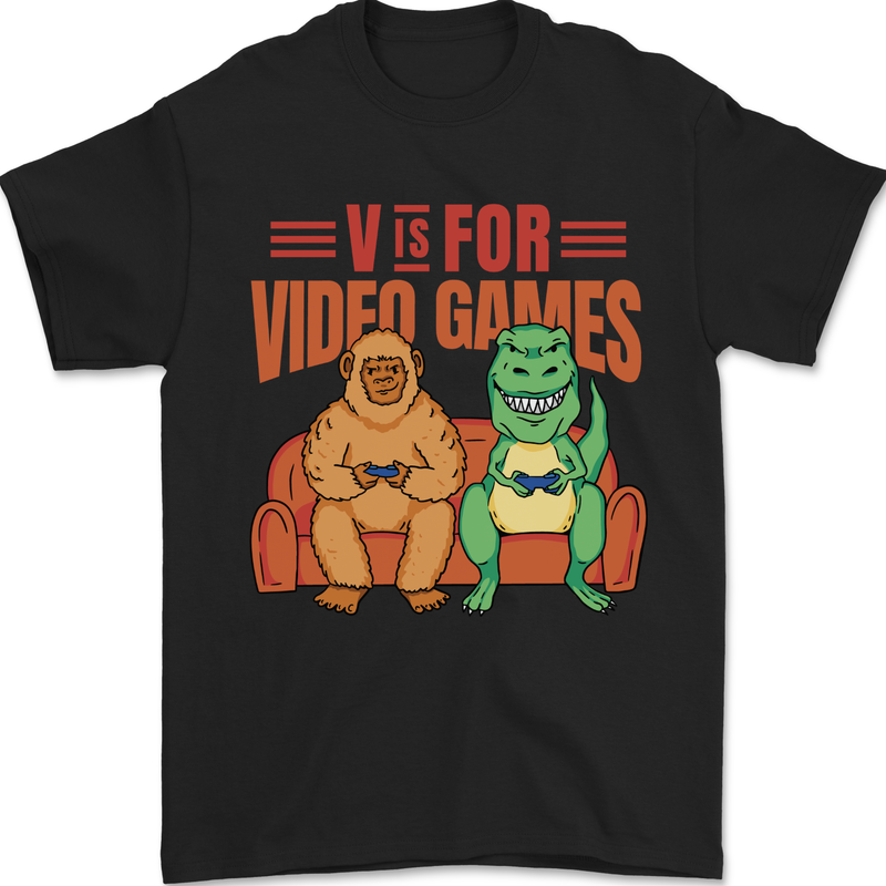 Video Games T-Rex Funny Bigfoot Dinosaur Mens T-Shirt 100% Cotton Black