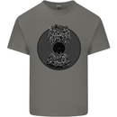 Vinyl Music Sound Waves Turntable Decks DJ Mens Cotton T-Shirt Tee Top Charcoal