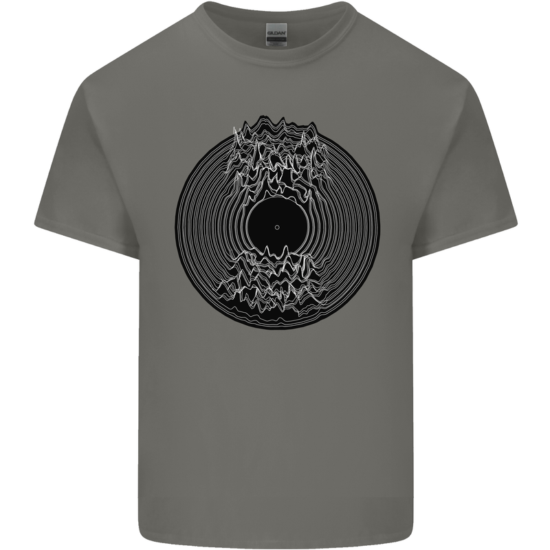 Vinyl Music Sound Waves Turntable Decks DJ Mens Cotton T-Shirt Tee Top Charcoal