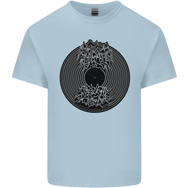 Vinyl Music Sound Waves Turntable Decks DJ Mens Cotton T-Shirt Tee Top Light Blue