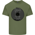 Vinyl Music Sound Waves Turntable Decks DJ Mens Cotton T-Shirt Tee Top Military Green