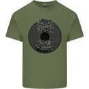 Vinyl Music Sound Waves Turntable Decks DJ Mens Cotton T-Shirt Tee Top Military Green