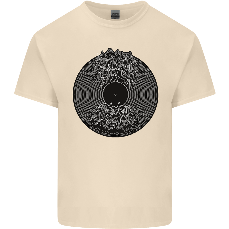 Vinyl Music Sound Waves Turntable Decks DJ Mens Cotton T-Shirt Tee Top Natural