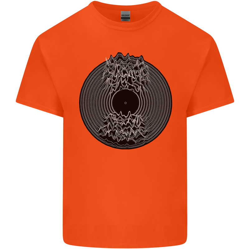 Vinyl Music Sound Waves Turntable Decks DJ Mens Cotton T-Shirt Tee Top Orange