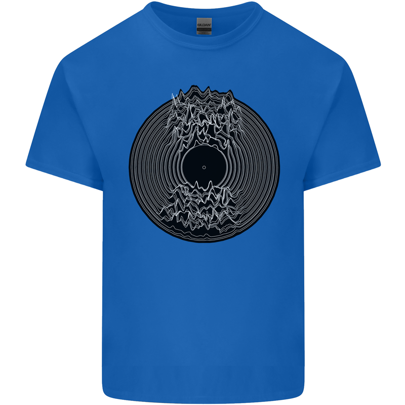 Vinyl Music Sound Waves Turntable Decks DJ Mens Cotton T-Shirt Tee Top Royal Blue