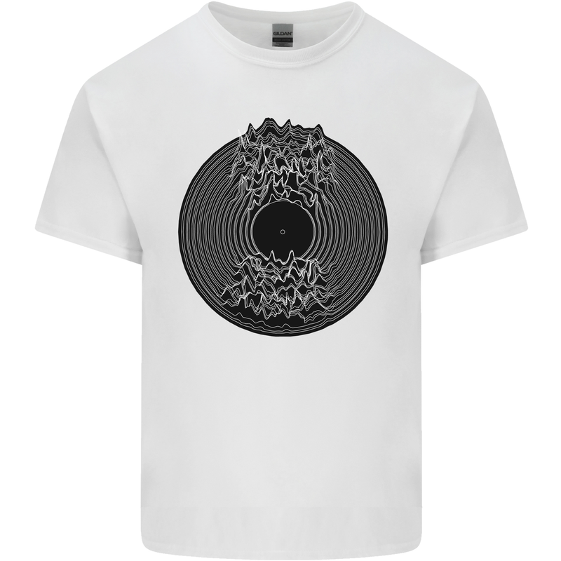 Vinyl Music Sound Waves Turntable Decks DJ Mens Cotton T-Shirt Tee Top White