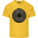 Vinyl Music Sound Waves Turntable Decks DJ Mens Cotton T-Shirt Tee Top Yellow