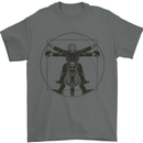 Vitruvian Biker Motorcycle Motorbike Bikie Mens T-Shirt 100% Cotton Charcoal