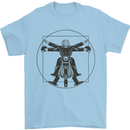 Vitruvian Biker Motorcycle Motorbike Bikie Mens T-Shirt 100% Cotton Light Blue