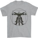Vitruvian Biker Motorcycle Motorbike Bikie Mens T-Shirt 100% Cotton Sports Grey