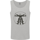 Vitruvian Biker Motorcycle Motorbike Bikie Mens Vest Tank Top Sports Grey