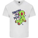 Voodoo Doll Thinking of You Halloween Black Magic Mens V-Neck Cotton T-Shirt White