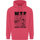WTF Wheres the Fish Funny Fishing Fisherman Childrens Kids Hoodie Heliconia