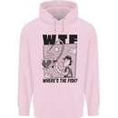 WTF Wheres the Fish Funny Fishing Fisherman Childrens Kids Hoodie Light Pink
