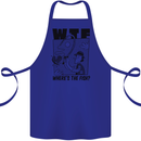 WTF Wheres the Fish Funny Fishing Fisherman Cotton Apron 100% Organic Royal Blue