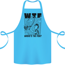 WTF Wheres the Fish Funny Fishing Fisherman Cotton Apron 100% Organic Turquoise