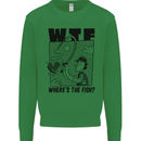WTF Wheres the Fish Funny Fishing Fisherman Kids Sweatshirt Jumper Irish Green
